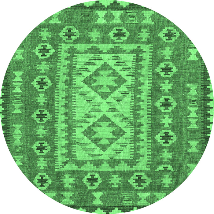 Round Machine Washable Persian Emerald Green Traditional Area Rugs, wshtr765emgrn