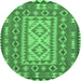 Round Machine Washable Persian Emerald Green Traditional Area Rugs, wshtr765emgrn