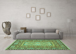 Machine Washable Persian Turquoise Traditional Area Rugs in a Living Room,, wshtr765turq