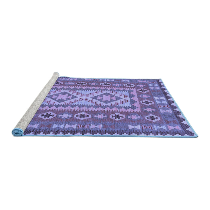 Sideview of Machine Washable Persian Blue Traditional Rug, wshtr765blu