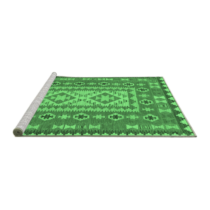 Sideview of Machine Washable Persian Emerald Green Traditional Area Rugs, wshtr765emgrn