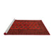 Sideview of Machine Washable Traditional Saffron Red Rug, wshtr766