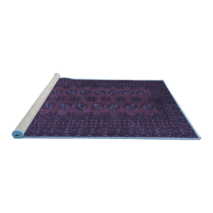 Sideview of Machine Washable Persian Blue Traditional Rug, wshtr766blu