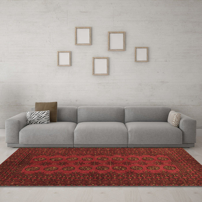 Machine Washable Persian Brown Traditional Rug in a Living Room,, wshtr766brn