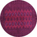 Round Machine Washable Persian Purple Traditional Area Rugs, wshtr766pur