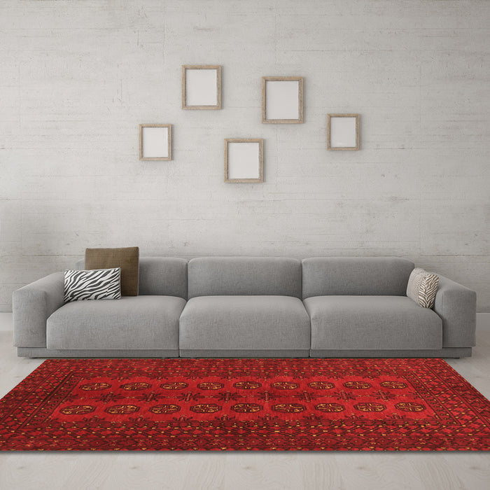 Machine Washable Persian Orange Traditional Area Rugs in a Living Room, wshtr766org