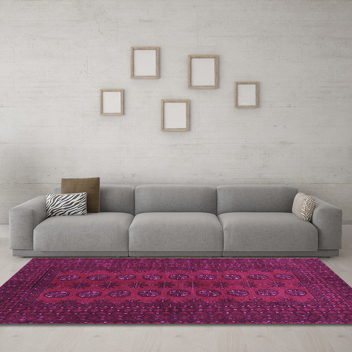 Machine Washable Persian Purple Traditional Area Rugs in a Living Room, wshtr766pur