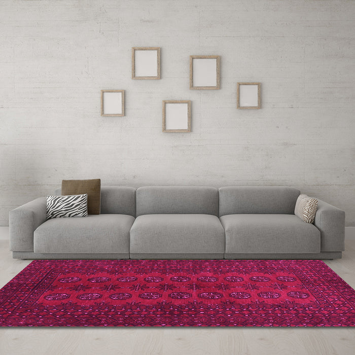 Machine Washable Persian Pink Traditional Rug in a Living Room, wshtr766pnk