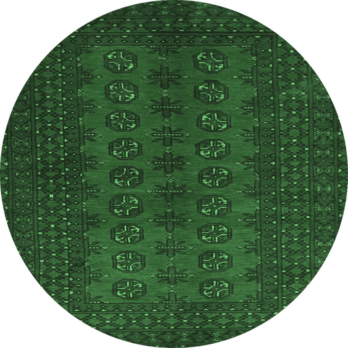 Round Machine Washable Persian Emerald Green Traditional Area Rugs, wshtr766emgrn