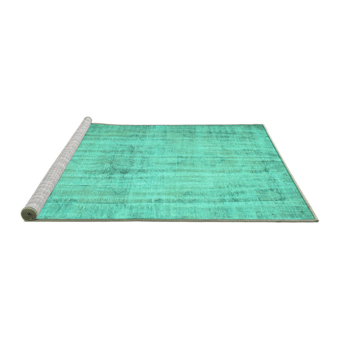Sideview of Machine Washable Persian Turquoise Traditional Area Rugs, wshtr767turq