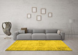 Machine Washable Persian Yellow Traditional Rug in a Living Room, wshtr767yw