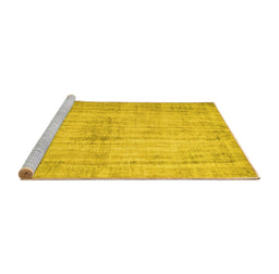 Sideview of Machine Washable Persian Yellow Traditional Rug, wshtr767yw