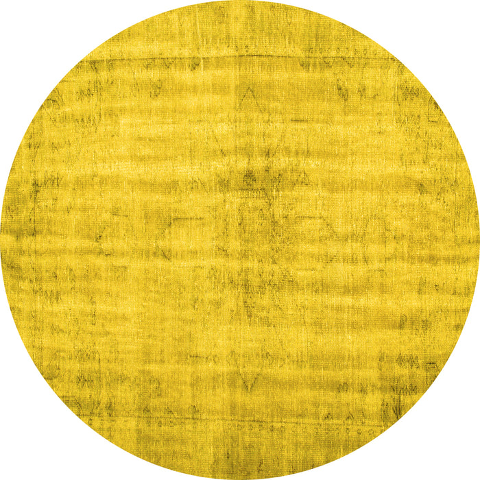 Round Persian Yellow Traditional Rug, tr767yw