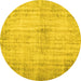 Round Persian Yellow Traditional Rug, tr767yw