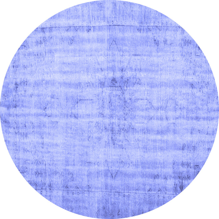 Round Machine Washable Persian Blue Traditional Rug, wshtr767blu