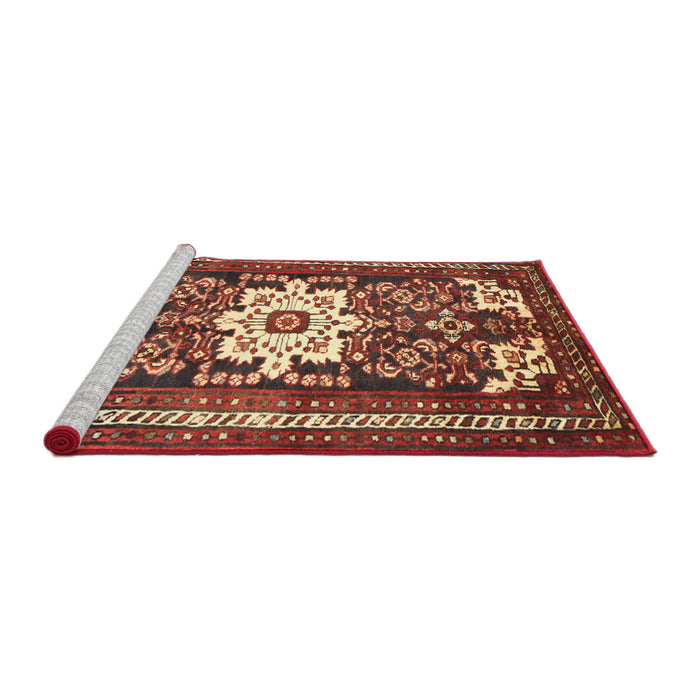 Sideview of Machine Washable Traditional Tomato Red Rug, wshtr768
