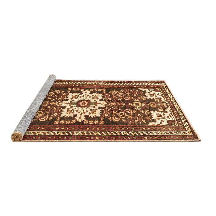 Sideview of Machine Washable Persian Brown Traditional Rug, wshtr768brn