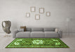 Machine Washable Persian Green Traditional Area Rugs in a Living Room,, wshtr768grn