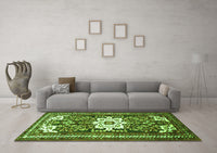 Machine Washable Persian Green Traditional Rug, wshtr768grn