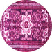 Round Machine Washable Persian Pink Traditional Rug, wshtr768pnk