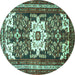 Round Persian Turquoise Traditional Rug, tr768turq