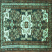 Square Machine Washable Persian Turquoise Traditional Area Rugs, wshtr768turq