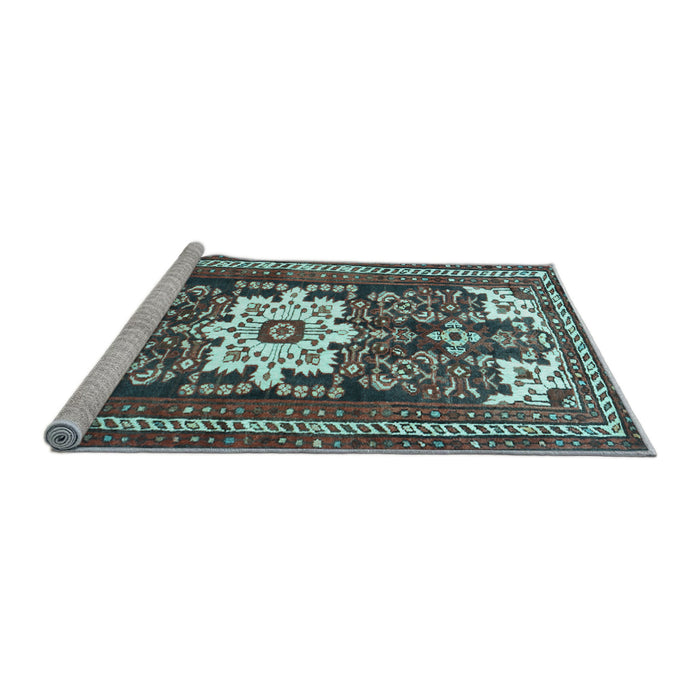 Sideview of Machine Washable Persian Light Blue Traditional Rug, wshtr768lblu