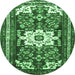 Round Persian Emerald Green Traditional Rug, tr768emgrn