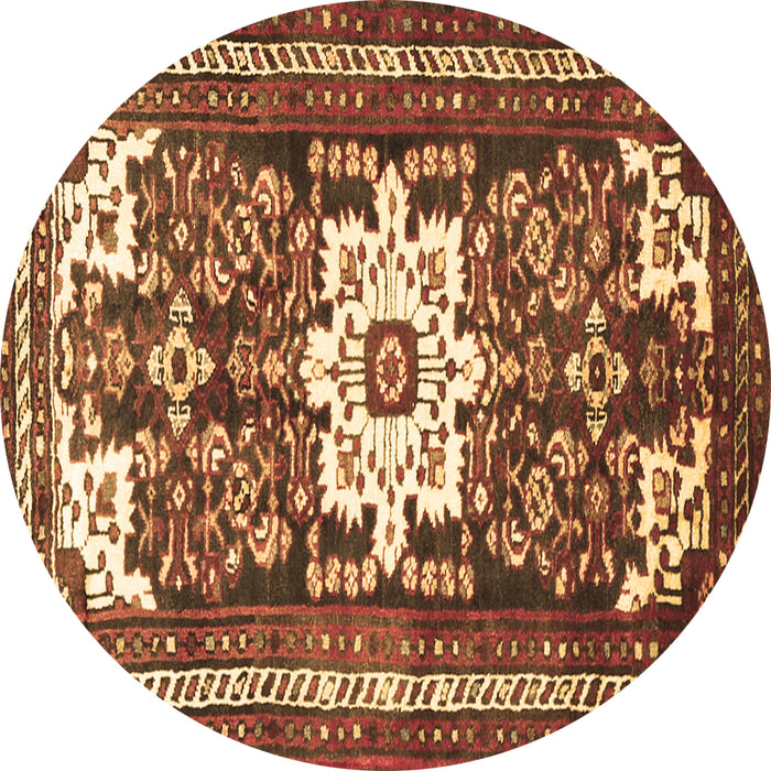 Round Persian Brown Traditional Rug, tr768brn