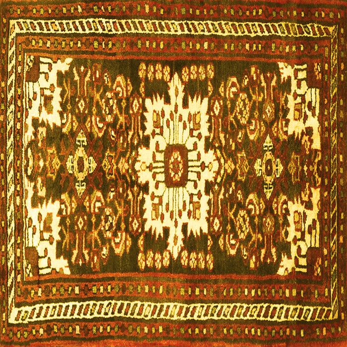 Square Persian Yellow Traditional Rug, tr768yw