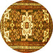 Round Persian Yellow Traditional Rug, tr768yw