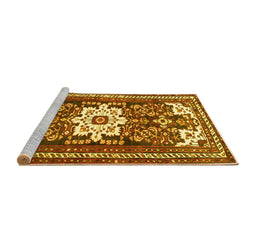 Sideview of Machine Washable Persian Yellow Traditional Rug, wshtr768yw