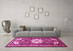 Machine Washable Persian Pink Traditional Rug in a Living Room, wshtr768pnk