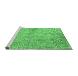 Sideview of Machine Washable Persian Emerald Green Bohemian Area Rugs, wshtr769emgrn