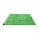 Sideview of Machine Washable Persian Emerald Green Bohemian Area Rugs, wshtr769emgrn