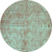 Round Persian Turquoise Bohemian Rug, tr769turq