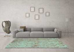 Machine Washable Persian Turquoise Bohemian Area Rugs in a Living Room,, wshtr769turq
