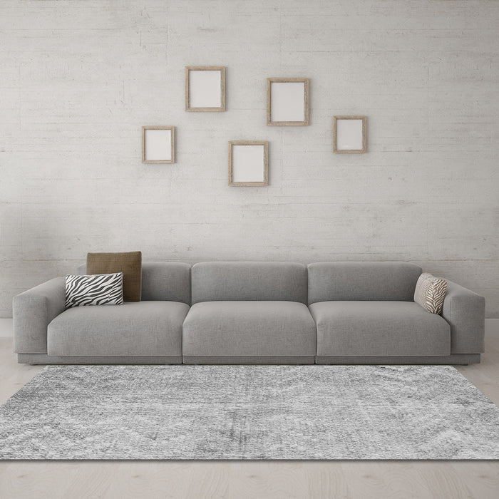 Machine Washable Persian Gray Bohemian Rug in a Living Room,, wshtr769gry