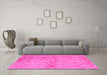 Machine Washable Persian Pink Bohemian Rug in a Living Room, wshtr769pnk