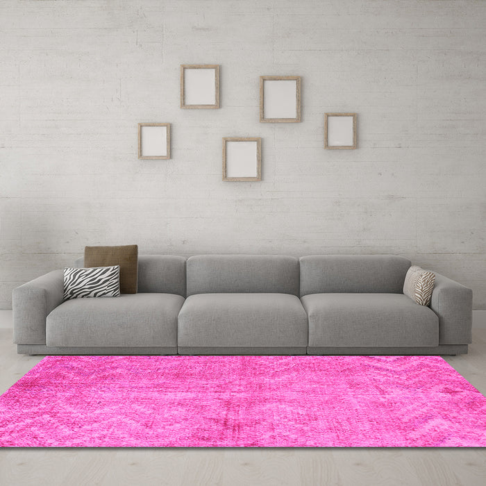 Machine Washable Persian Pink Bohemian Rug in a Living Room, wshtr769pnk