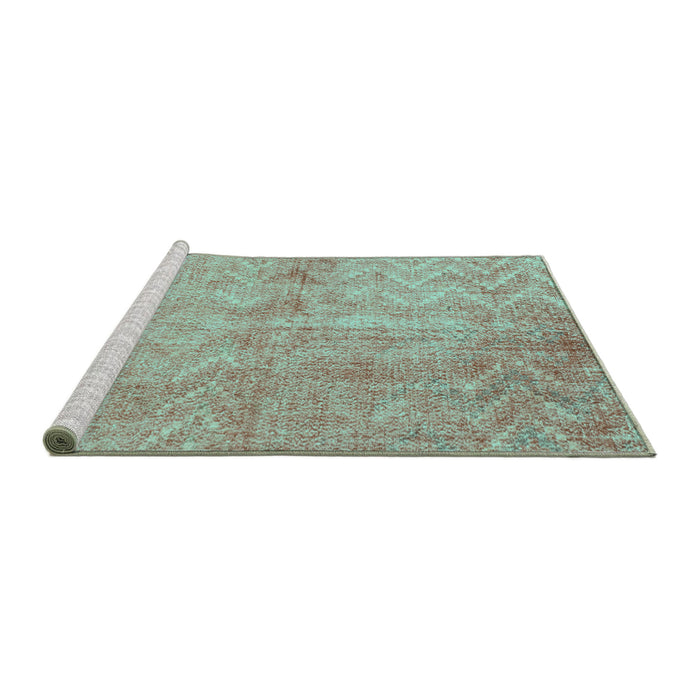 Sideview of Machine Washable Persian Turquoise Bohemian Area Rugs, wshtr769turq