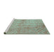 Sideview of Machine Washable Persian Turquoise Bohemian Area Rugs, wshtr769turq