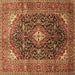 Square Machine Washable Medallion Brown Traditional Rug, wshtr76brn