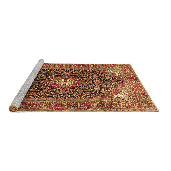 Sideview of Machine Washable Medallion Brown Traditional Rug, wshtr76brn
