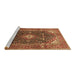 Sideview of Machine Washable Medallion Brown Traditional Rug, wshtr76brn