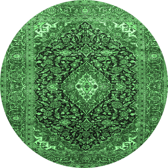 Round Medallion Emerald Green Traditional Rug, tr76emgrn