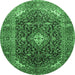 Round Medallion Emerald Green Traditional Rug, tr76emgrn