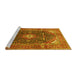 Sideview of Machine Washable Medallion Yellow Traditional Rug, wshtr76yw