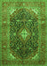 Serging Thickness of Machine Washable Medallion Green Traditional Area Rugs, wshtr76grn