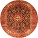 Square Medallion Orange Traditional Rug, tr76org